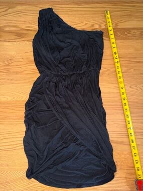 Asymmetric One-Shoulder Black Ruched Cocktail Dress